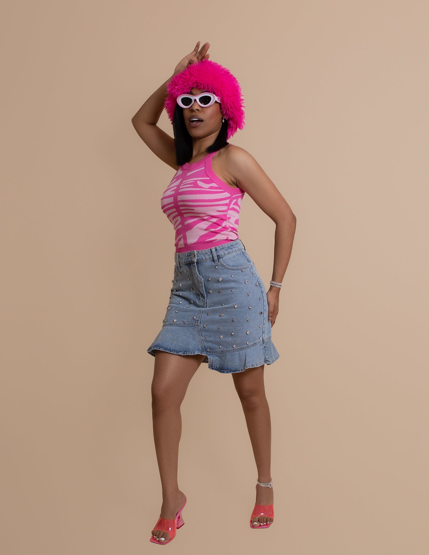 Pink Zebra Print Knit Top