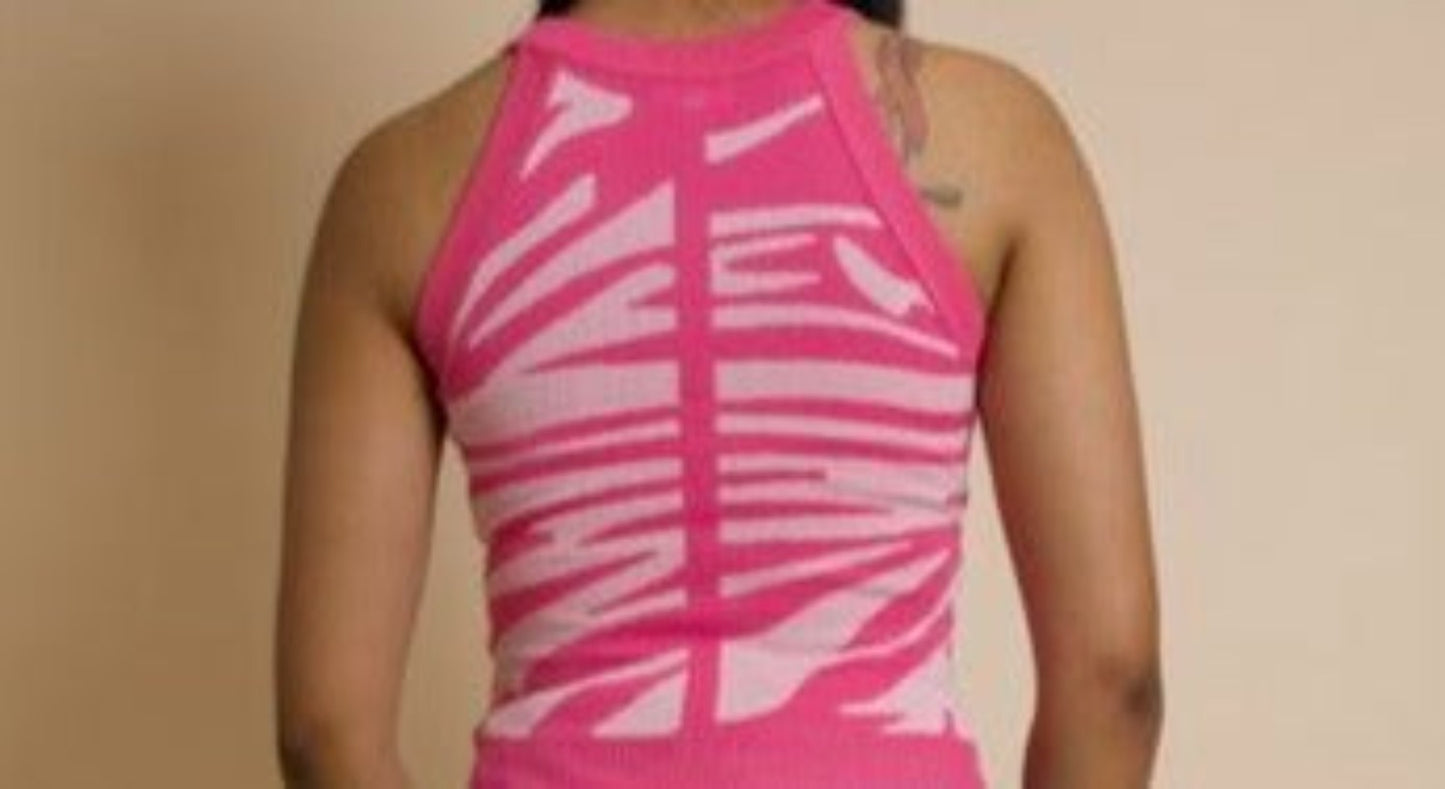 Pink Zebra Print Knit Top