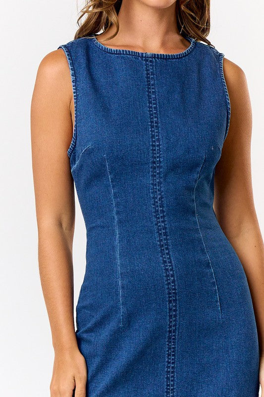 Sleeveless Maxi Denim Dress