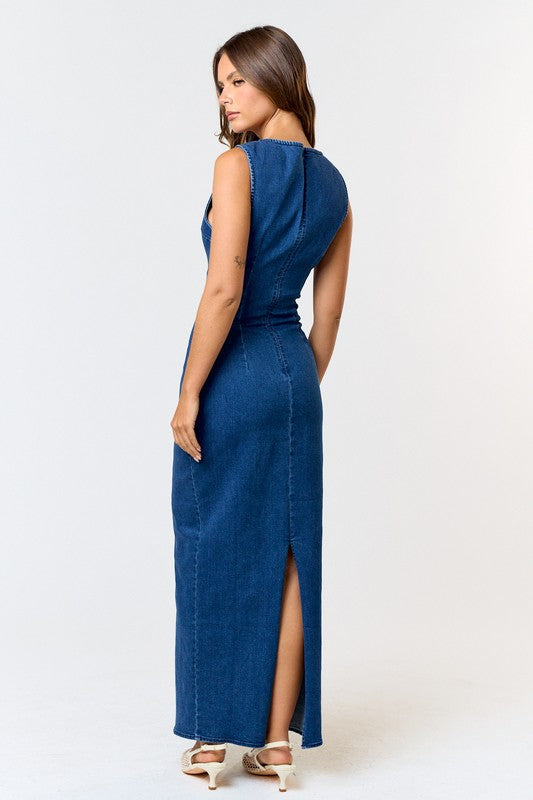 Sleeveless Maxi Denim Dress