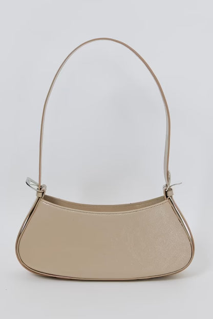 Beige Buckle Detail Shoulder Bag