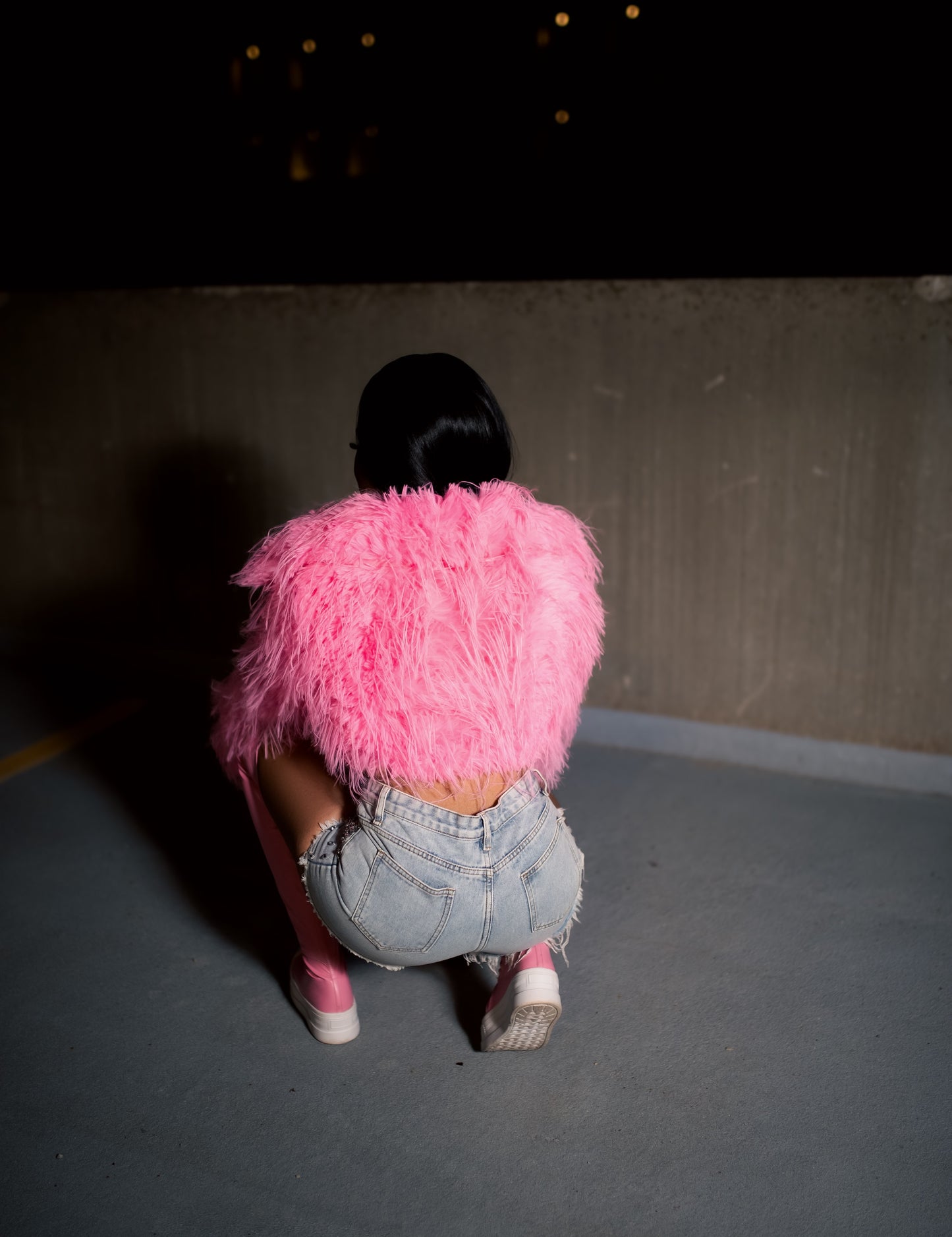 Barbie Pink Shaggy Faux Fur Cropped Coat