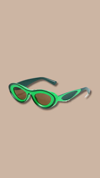 Green Two-Tone Retro Sporty Sunglasses