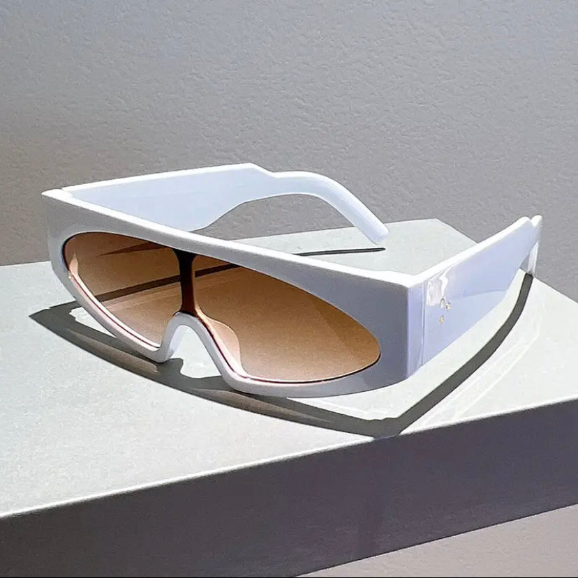 White Oversized Squared Frame Sunglasses