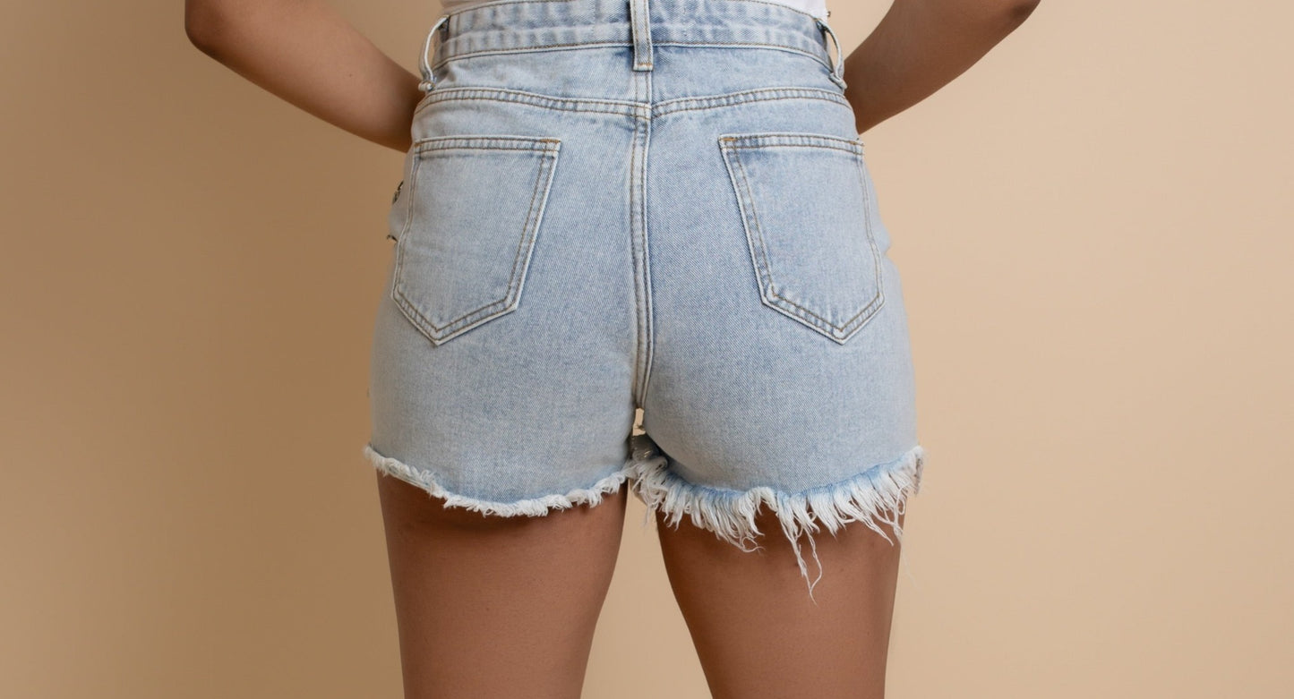 Rhinestone Studded Denim Shorts